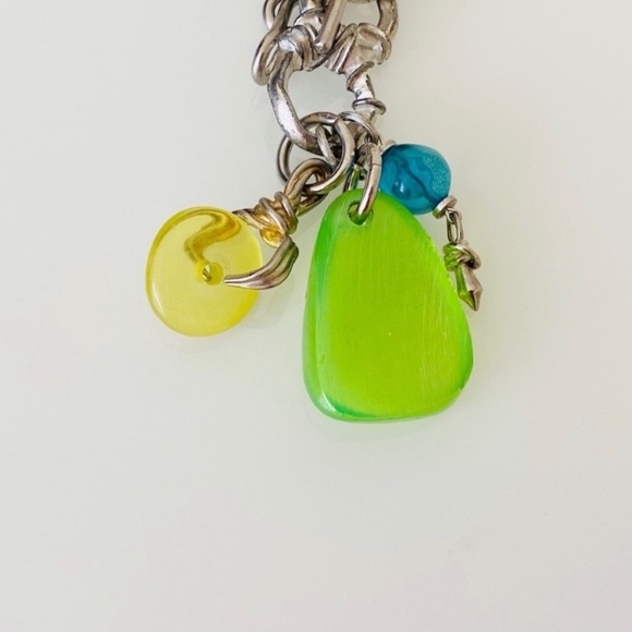 Vintage Roberto Rose Necklace Silver Chain Green, Yellow, Blue pendants - Picture 4 of 5